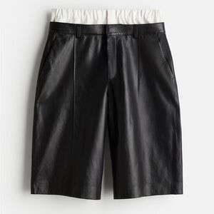 rokh X H&M boxer short-waistband leather shorts